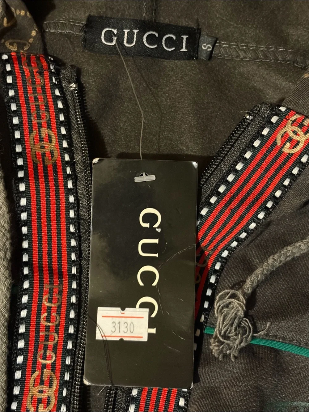 Gucci Brown Hooded Bomber Jacket with Red Trim